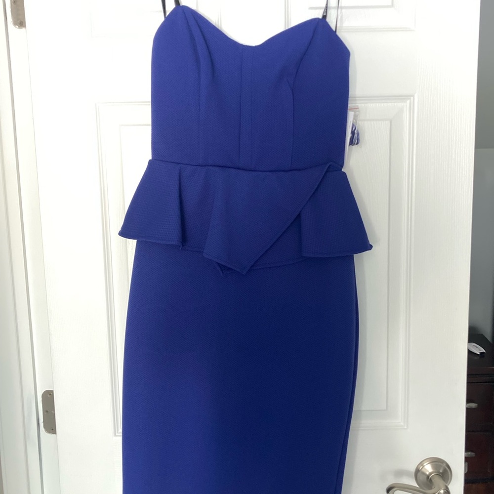 Royal blue peplum midi dress